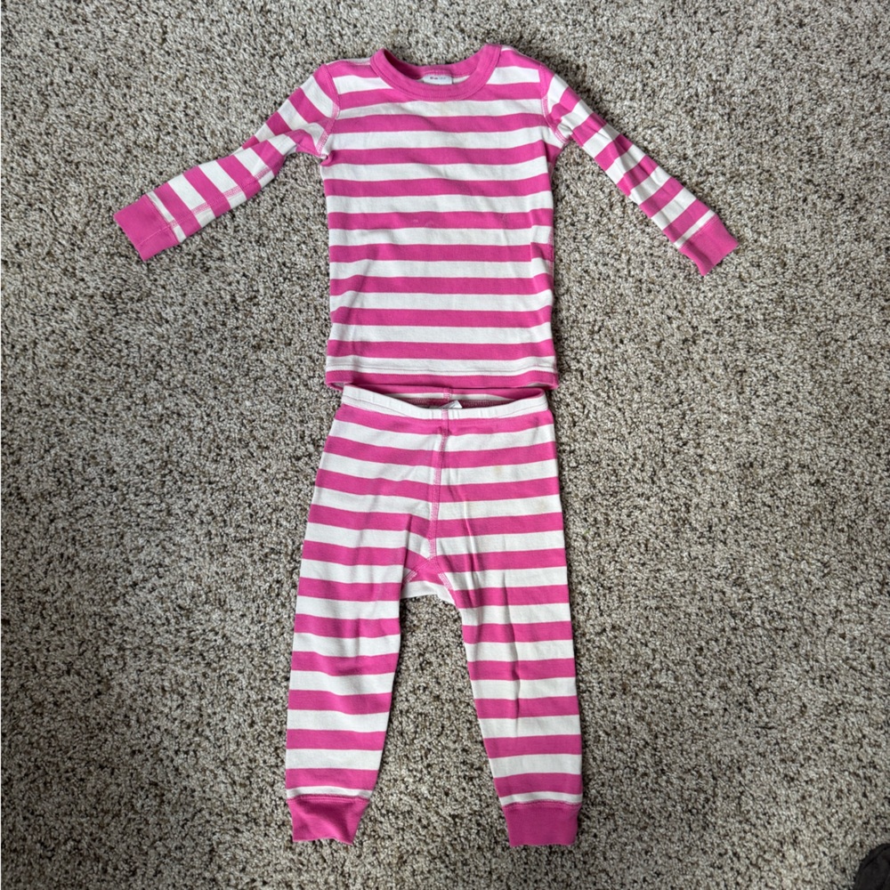 Hanna Andersson striped pajamas, 100% cotton, pink and white stripes